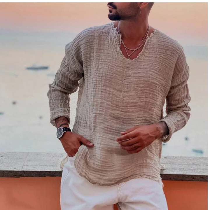 Bram | Chemise d'été avec col en V pour hommes