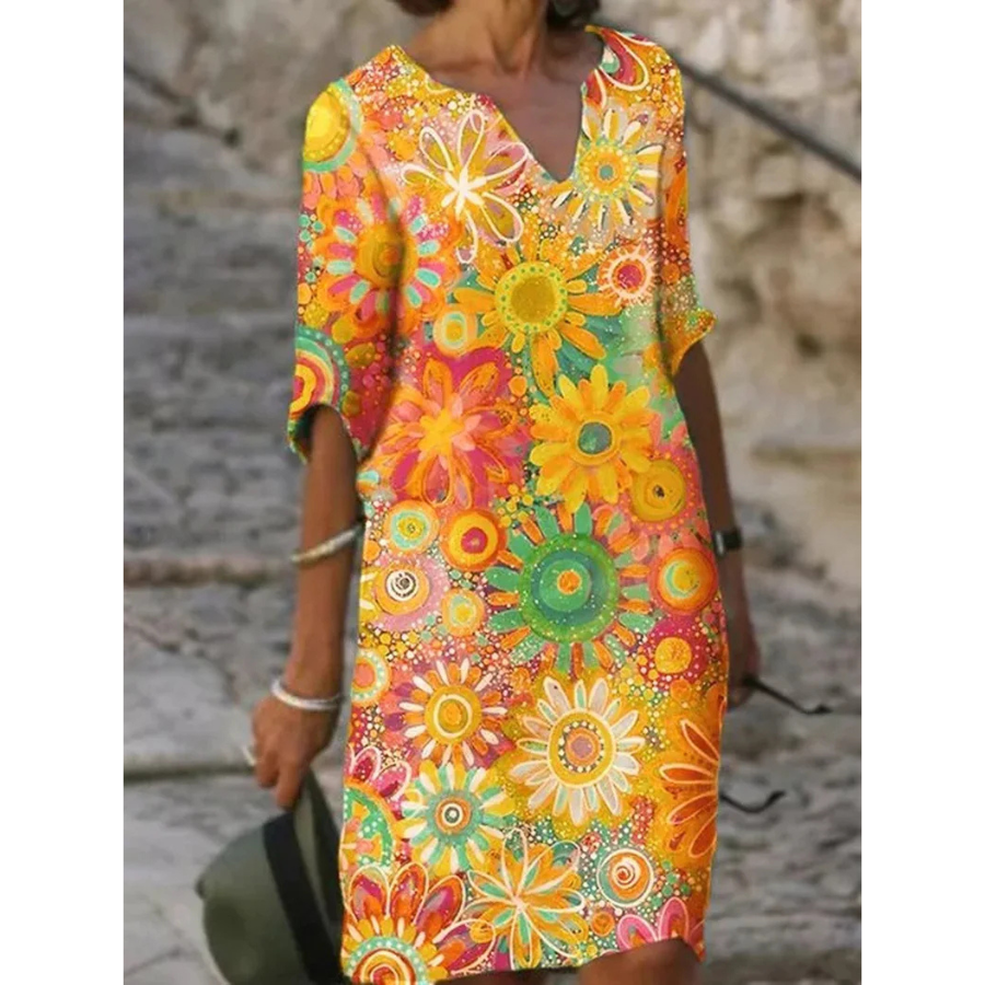 Patrice | Robe de plage col en V pour femme |  Imprimé fleuri