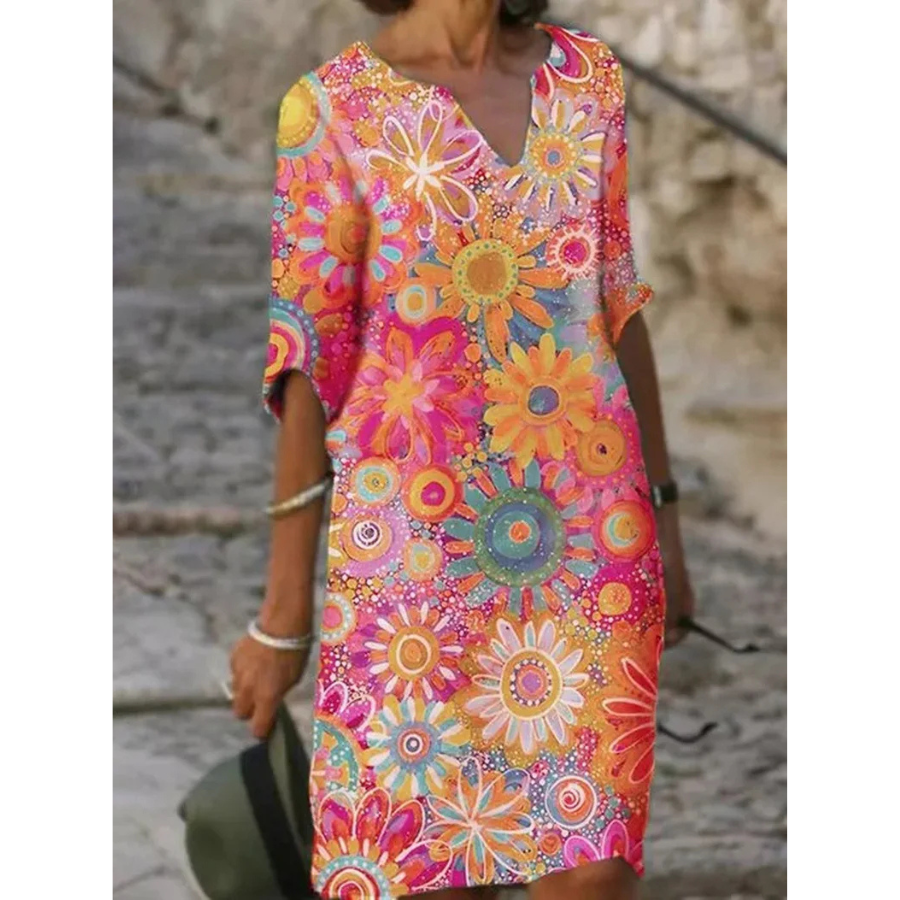 Patrice | Robe de plage col en V pour femme |  Imprimé fleuri