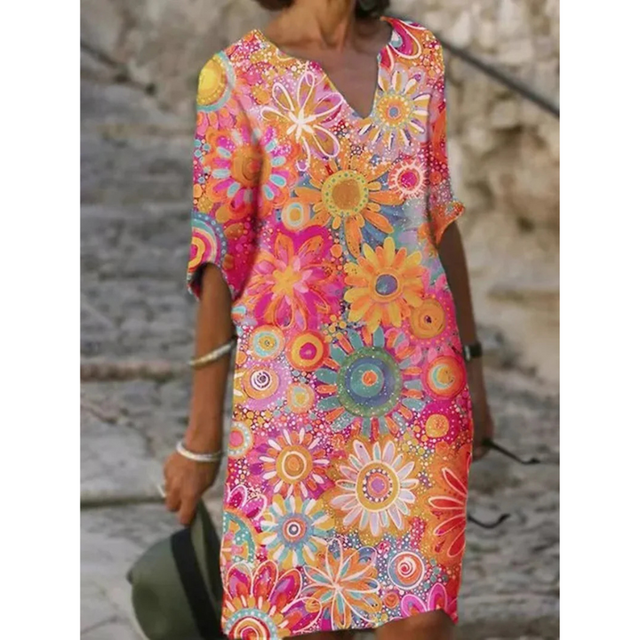 Patrice | Robe de plage col en V pour femme |  Imprimé fleuri