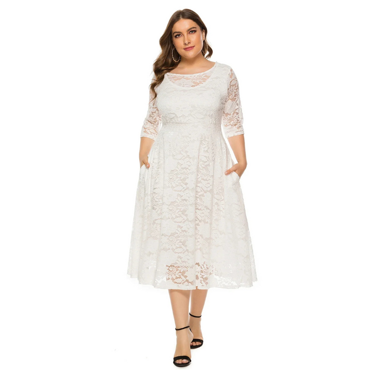 Karoline | Robe d'invitée de mariage grande taille pour femme | Midi