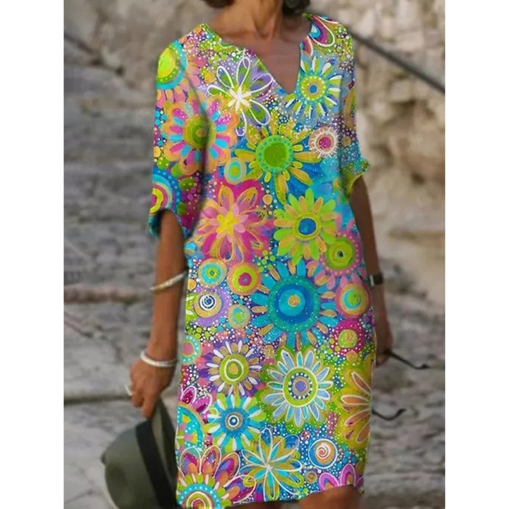 Patrice | Robe de plage col en V pour femme |  Imprimé fleuri