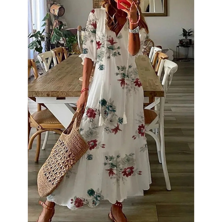 Lisbeth | Robe d'été à fleur pour femmes | Maxi