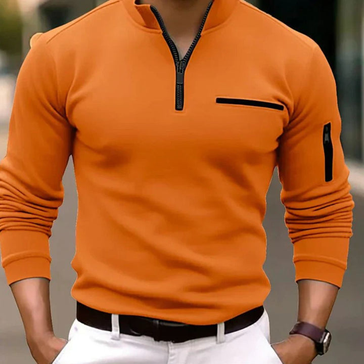 Michel | Polo Zippé Homme Manches Longues