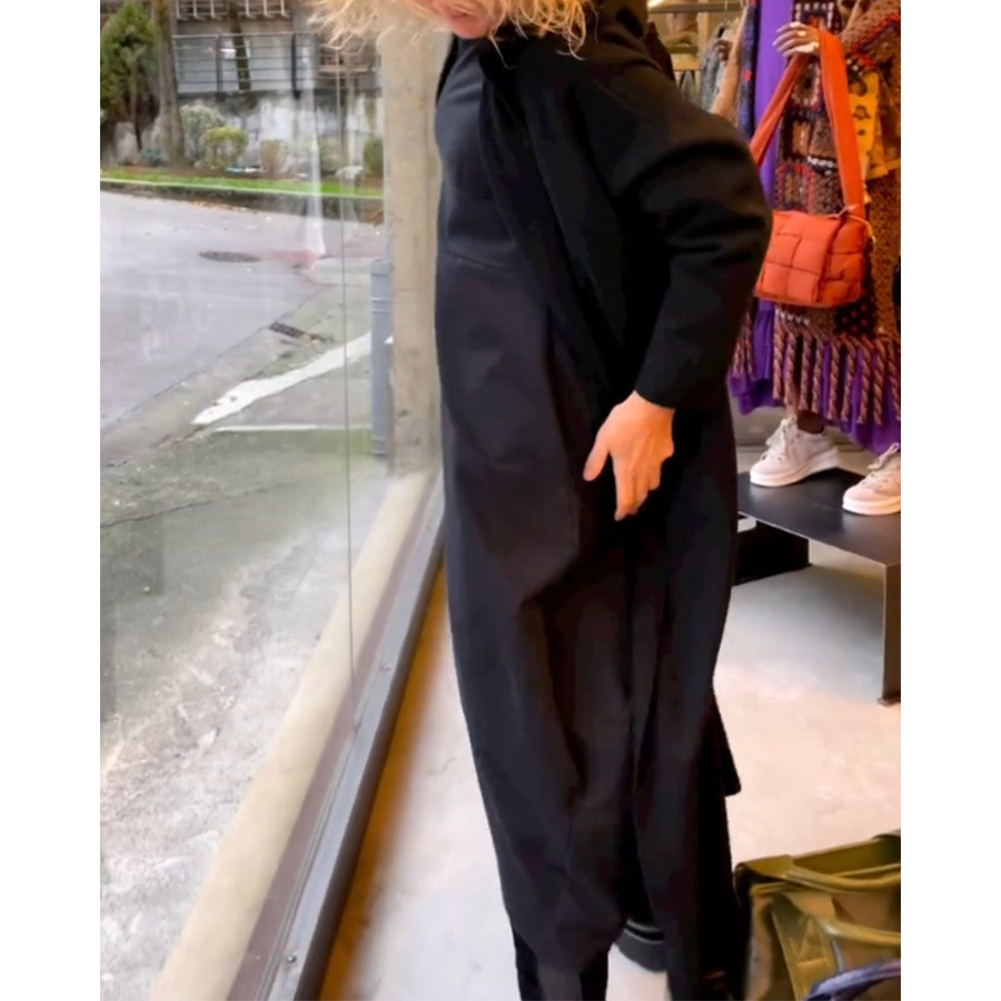 Mijke | Robe Midi Noire avec Poches  | Midi