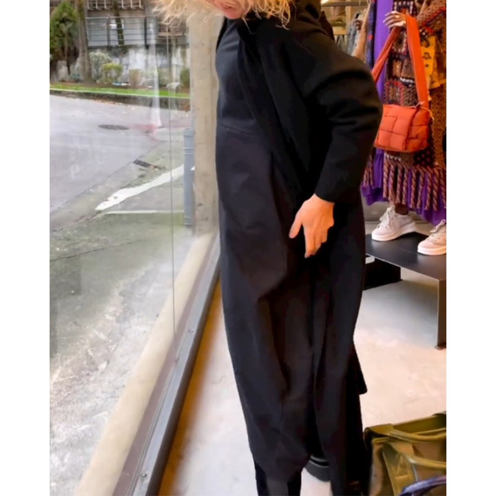 Mijke | Robe Midi Noire avec Poches  | Midi