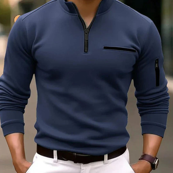Michel | Polo Zippé Homme Manches Longues