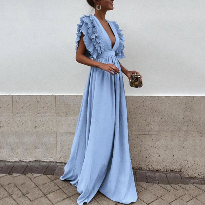 Weronika | Robe Élégante Avec Manches À Volants | Invitée de mariage