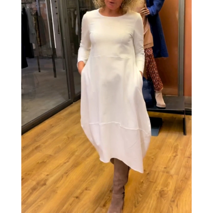 Mijke | Robe Midi Noire avec Poches  | Midi