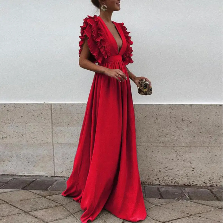 Weronika | Robe Élégante Avec Manches À Volants | Invitée de mariage
