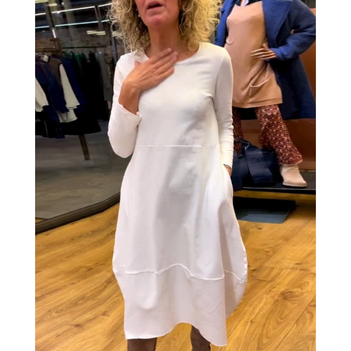 Mijke | Robe Midi Noire avec Poches  | Midi
