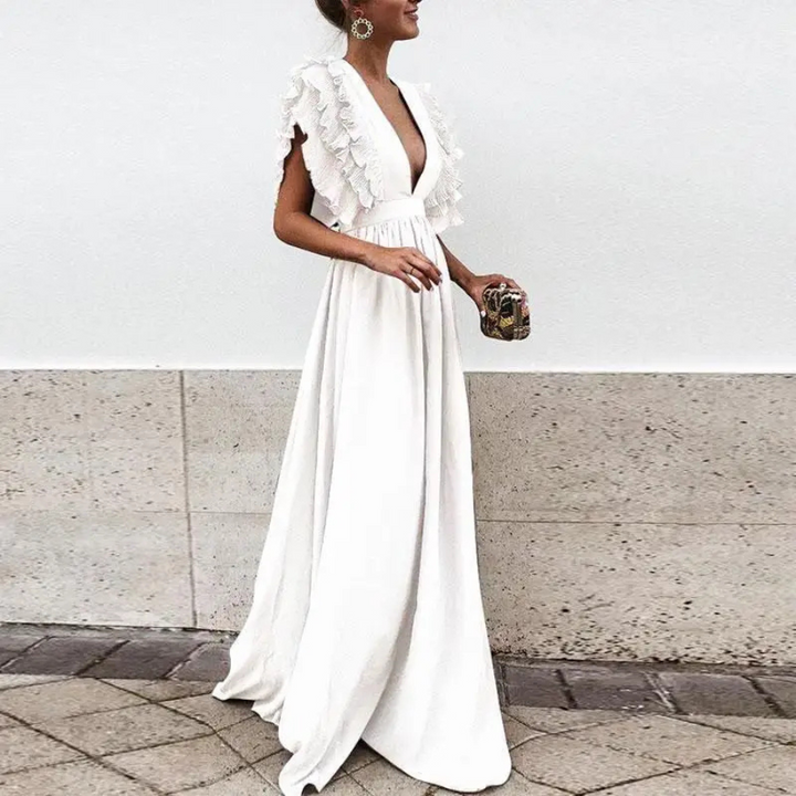 Weronika | Robe Élégante Avec Manches À Volants | Invitée de mariage