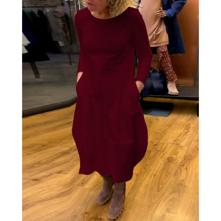Mijke | Robe Midi Noire avec Poches  | Midi