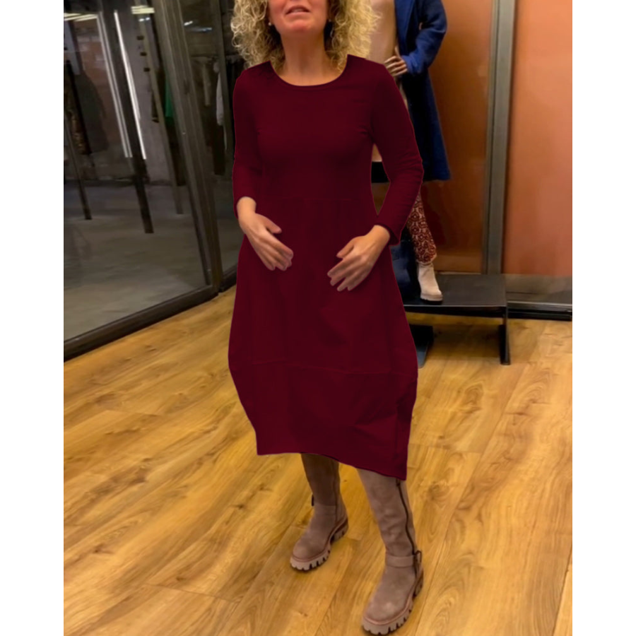 Mijke | Robe Midi Noire avec Poches  | Midi
