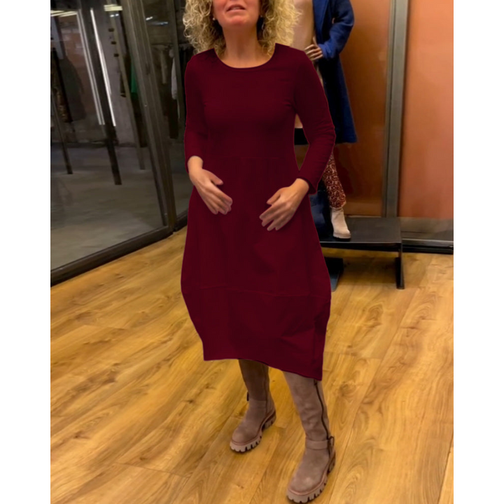 Mijke | Robe Midi Noire avec Poches  | Midi