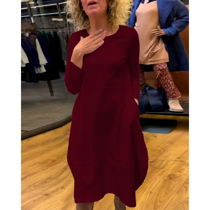 Mijke | Robe Midi Noire avec Poches  | Midi