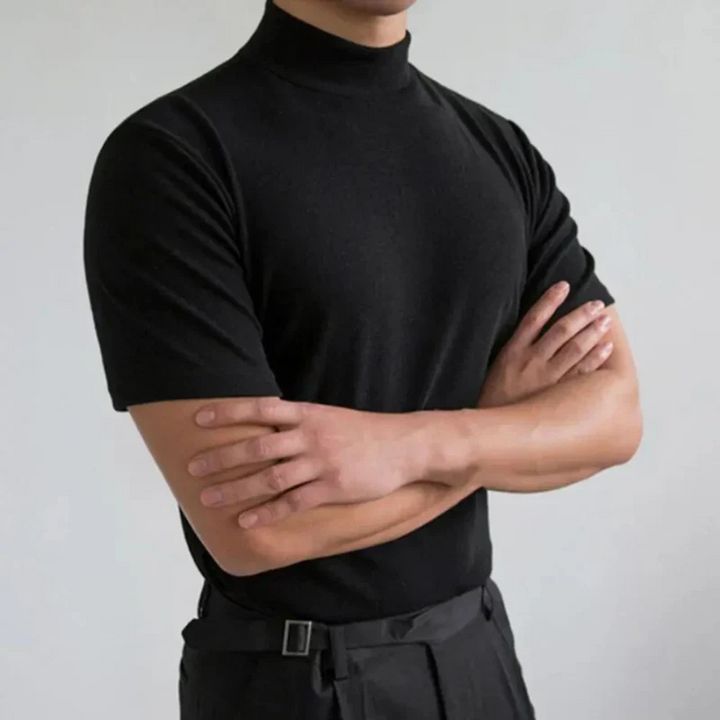 Basile | T-shirt basique pour hommes avec col haut | Manche courte