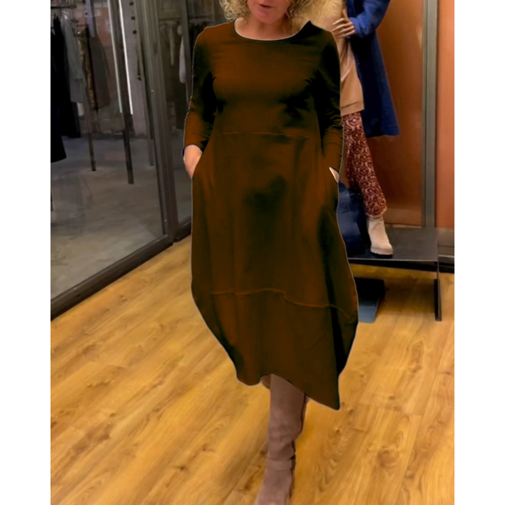 Mijke | Robe Midi Noire avec Poches  | Midi