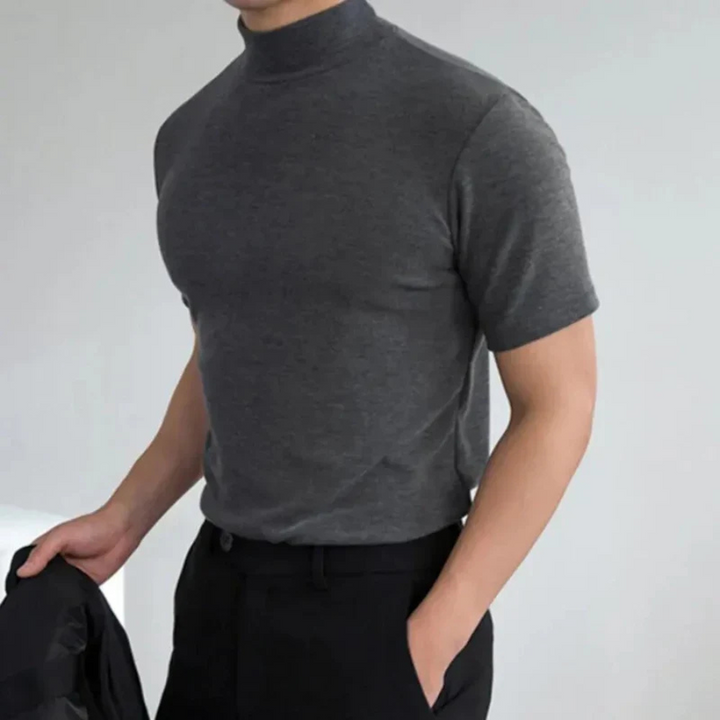 Basile | T-shirt basique pour hommes avec col haut | Manche courte