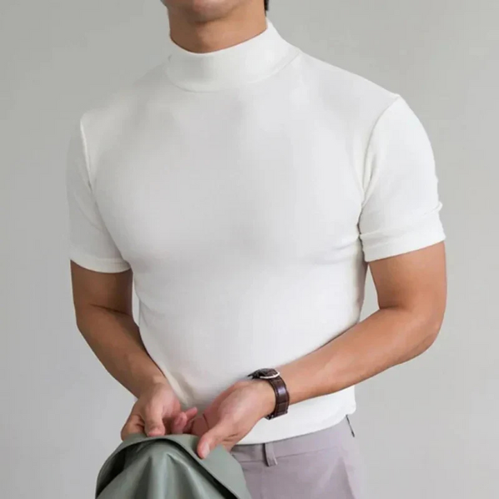 Basile | T-shirt basique pour hommes avec col haut | Manche courte