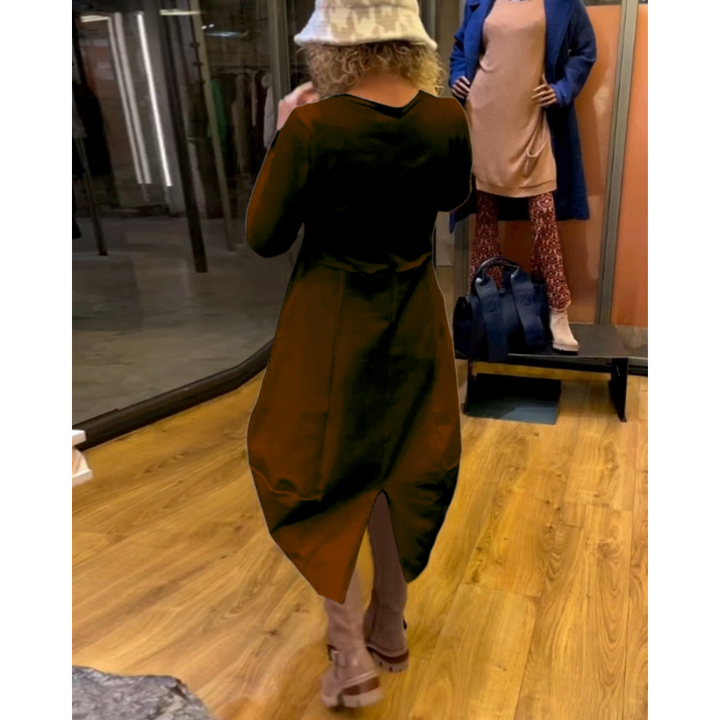 Mijke | Robe Midi Noire avec Poches  | Midi