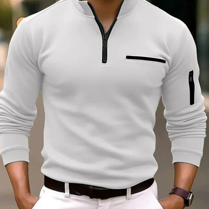 Michel | Polo Zippé Homme Manches Longues