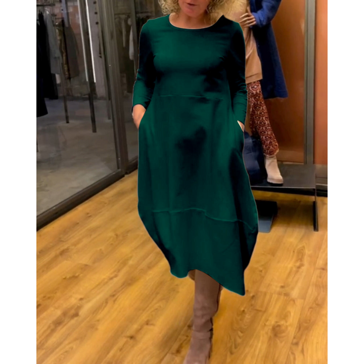 Mijke | Robe Midi Noire avec Poches  | Midi