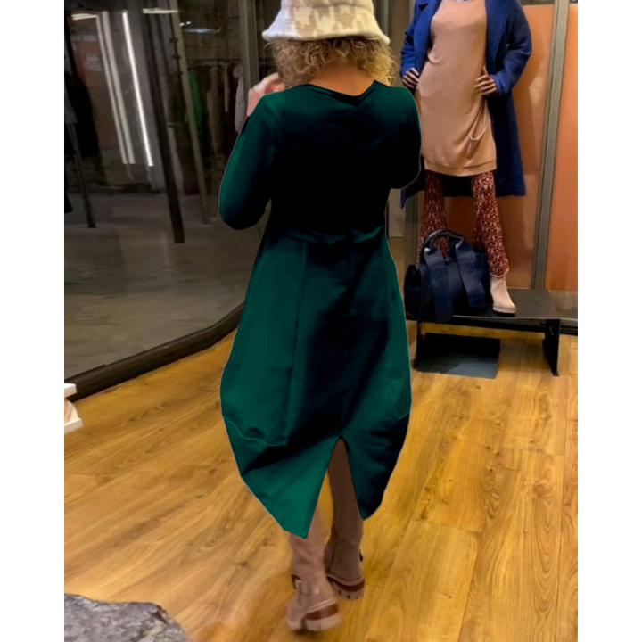 Mijke | Robe Midi Noire avec Poches  | Midi