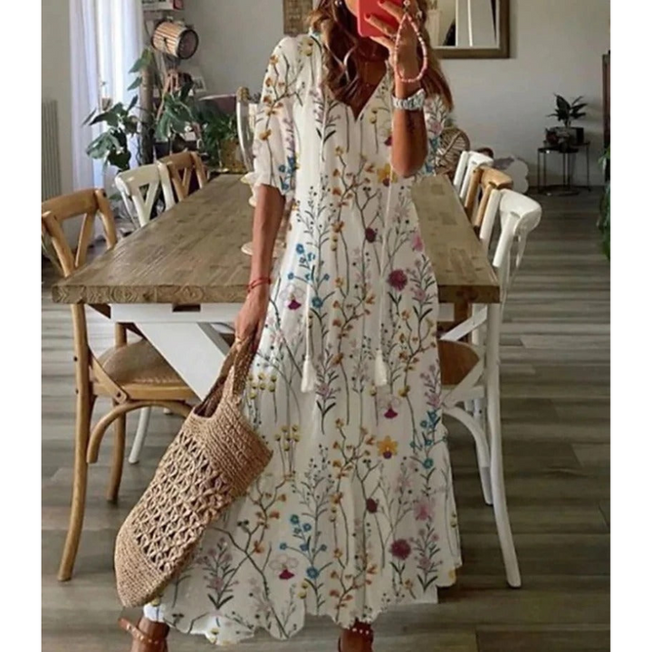 Lisbeth | Robe d'été à fleur pour femmes | Maxi