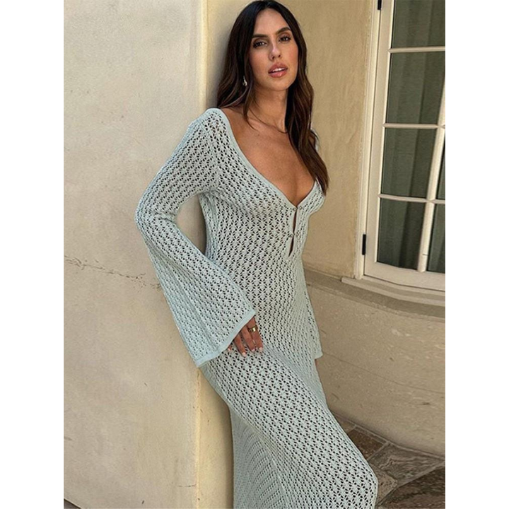 Martina | Robe d'été transparente à col en V pour femme | Séduisante