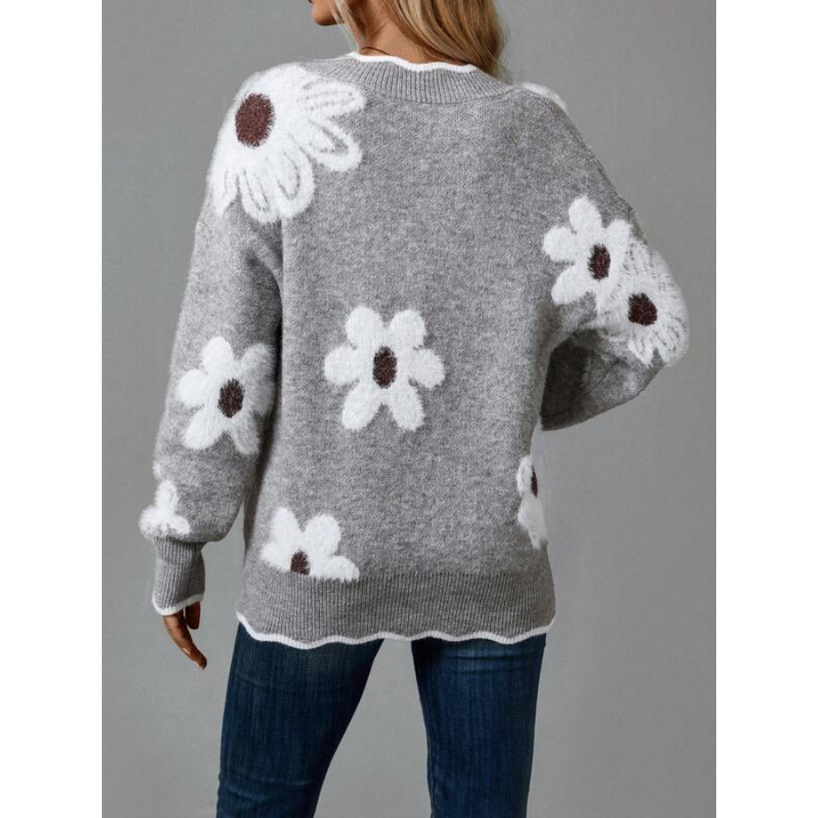 Éléonore | Pull gris pour Femme | Col en V