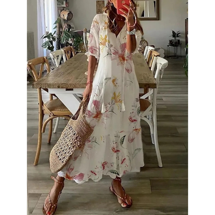 Lisbeth | Robe d'été à fleur pour femmes | Maxi