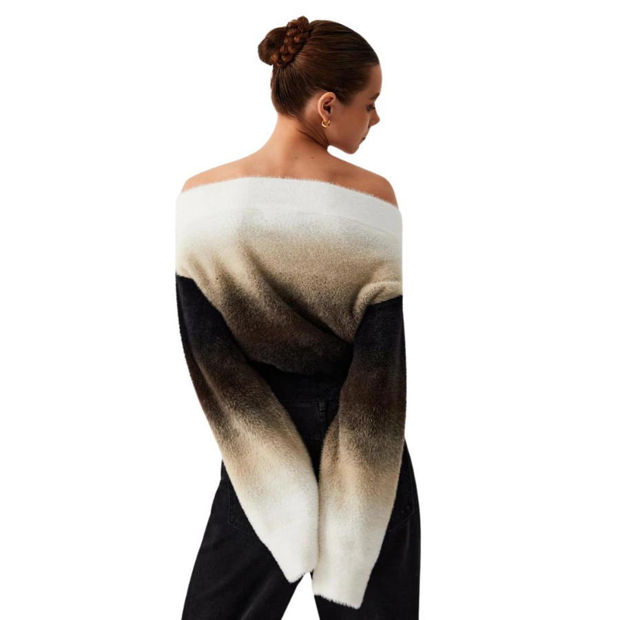 Eline | Pull en maille moelleux à gradient sans épaules | Style