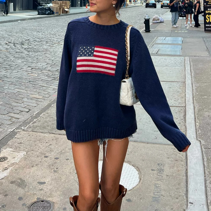 Cordelia | Pull avec Drapeau Américain pour femme | Chaud