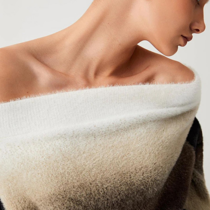 Eline | Pull en maille moelleux à gradient sans épaules | Style