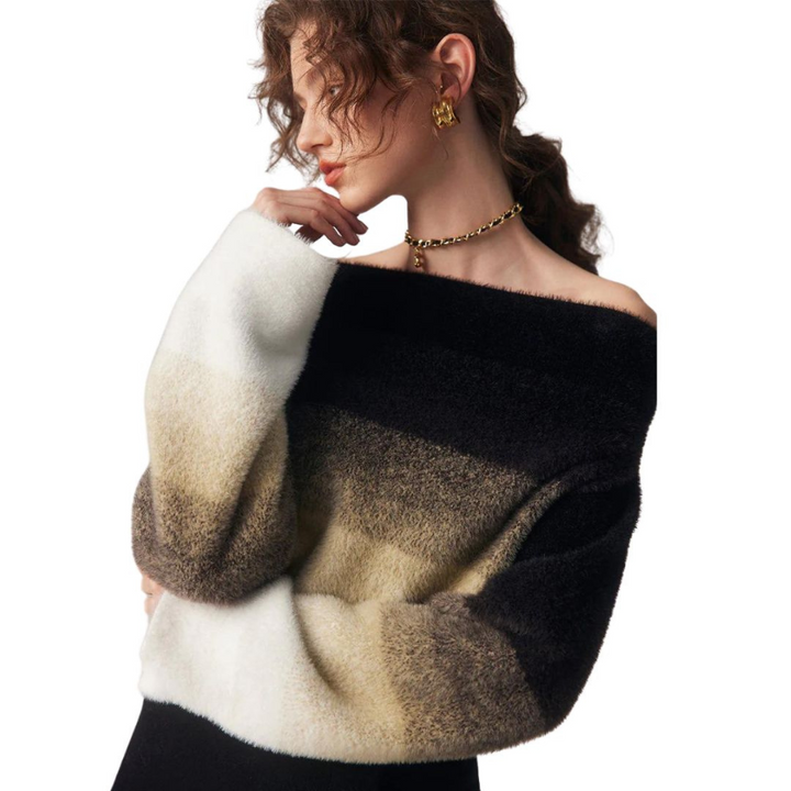 Eline | Pull en maille moelleux à gradient sans épaules | Style