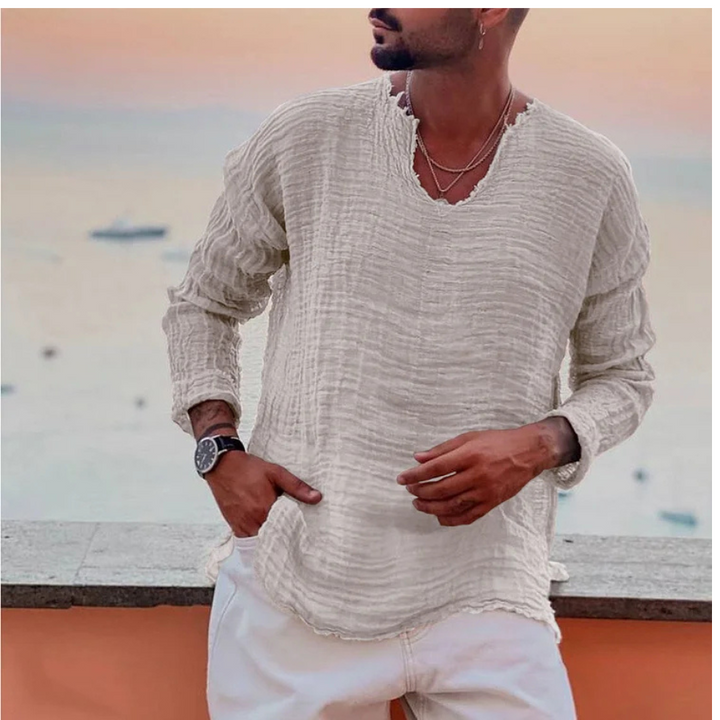 Bram | Chemise d'été avec col en V pour hommes