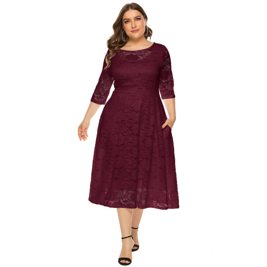 Karoline | Robe d'invitée de mariage grande taille pour femme | Midi