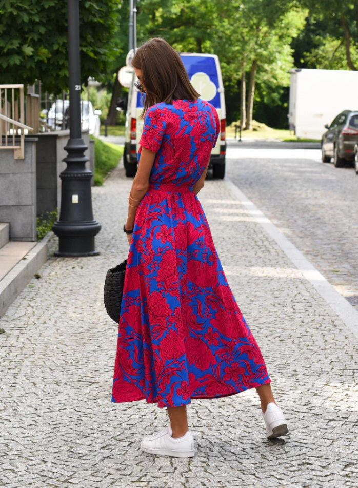 Chloe | Robe Midi Femme Fleurie et Élégante