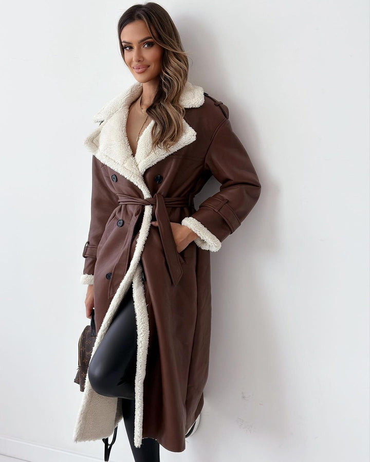 Dominique | Manteau Long Femme Doublé Fausse Fourrure
