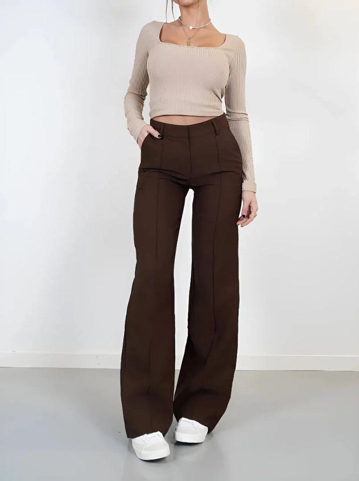 Alya | Pantalon Femme Taille Haute Évasé