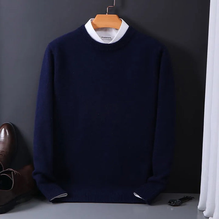 Thierry | Pull Homme Bleu Col Rond Classique
