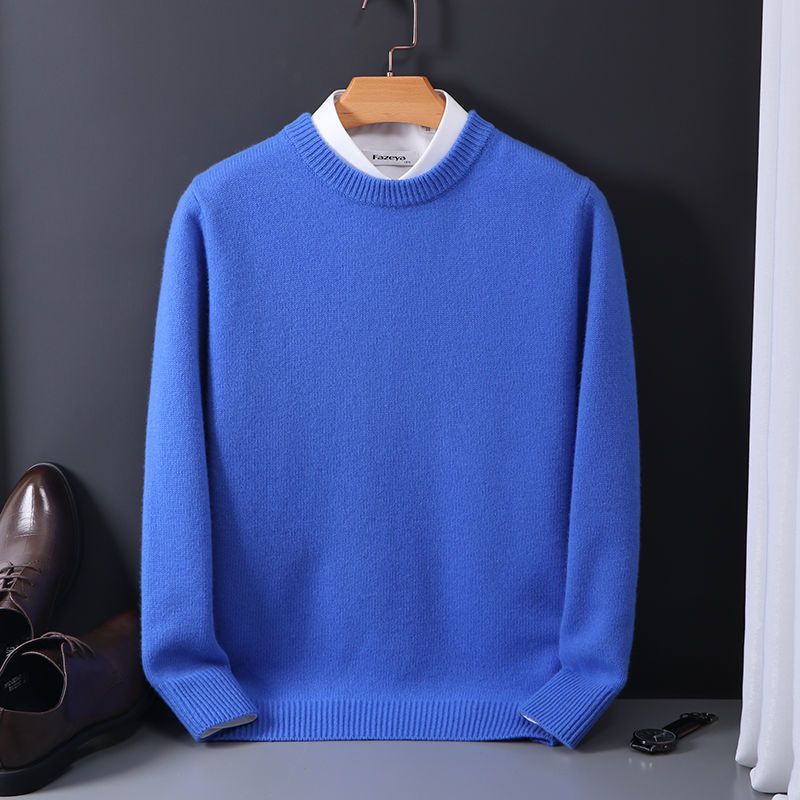 Thierry | Pull Homme Bleu Col Rond Classique
