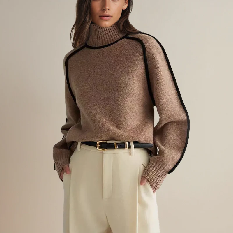 Charlie | Pull Col Roulé Femme Oversize Élégant